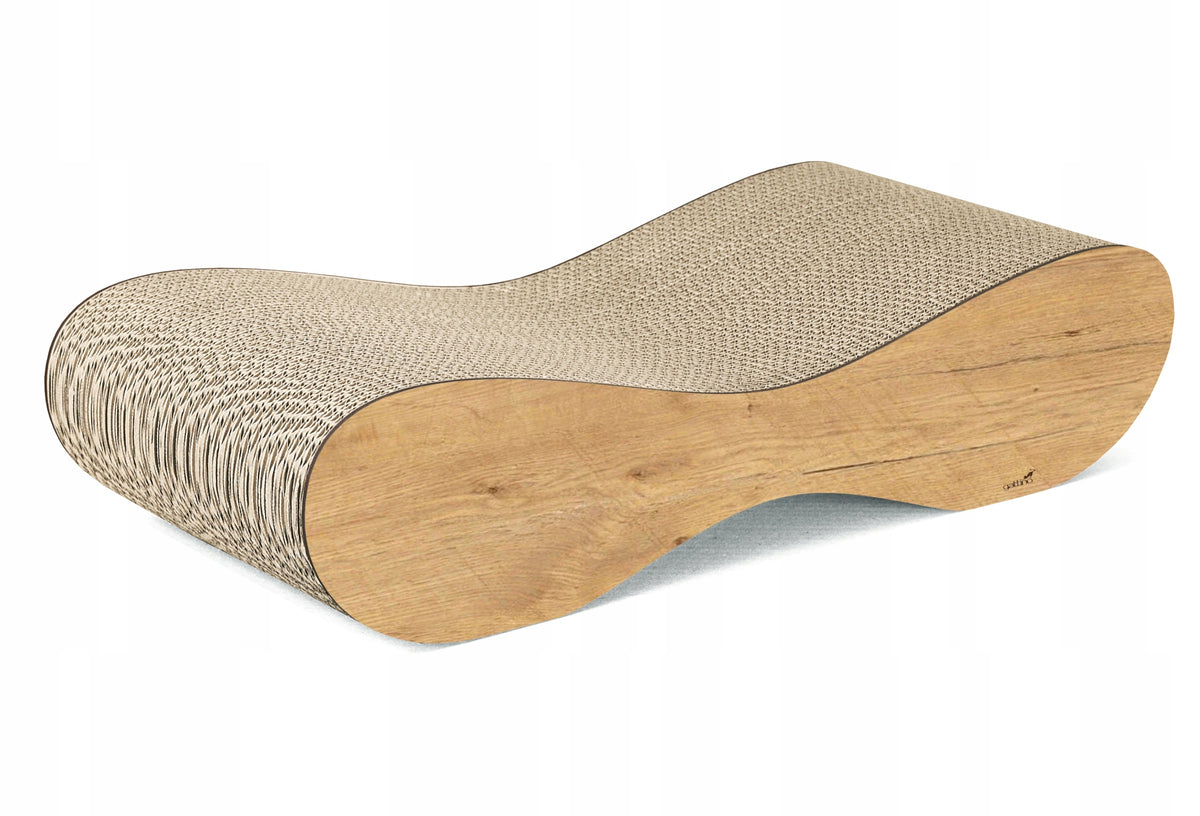 Gattino Molly drapak dla kota z tektury falistej 60 x 27 x 14 cm, fala i legowisko – brązowy