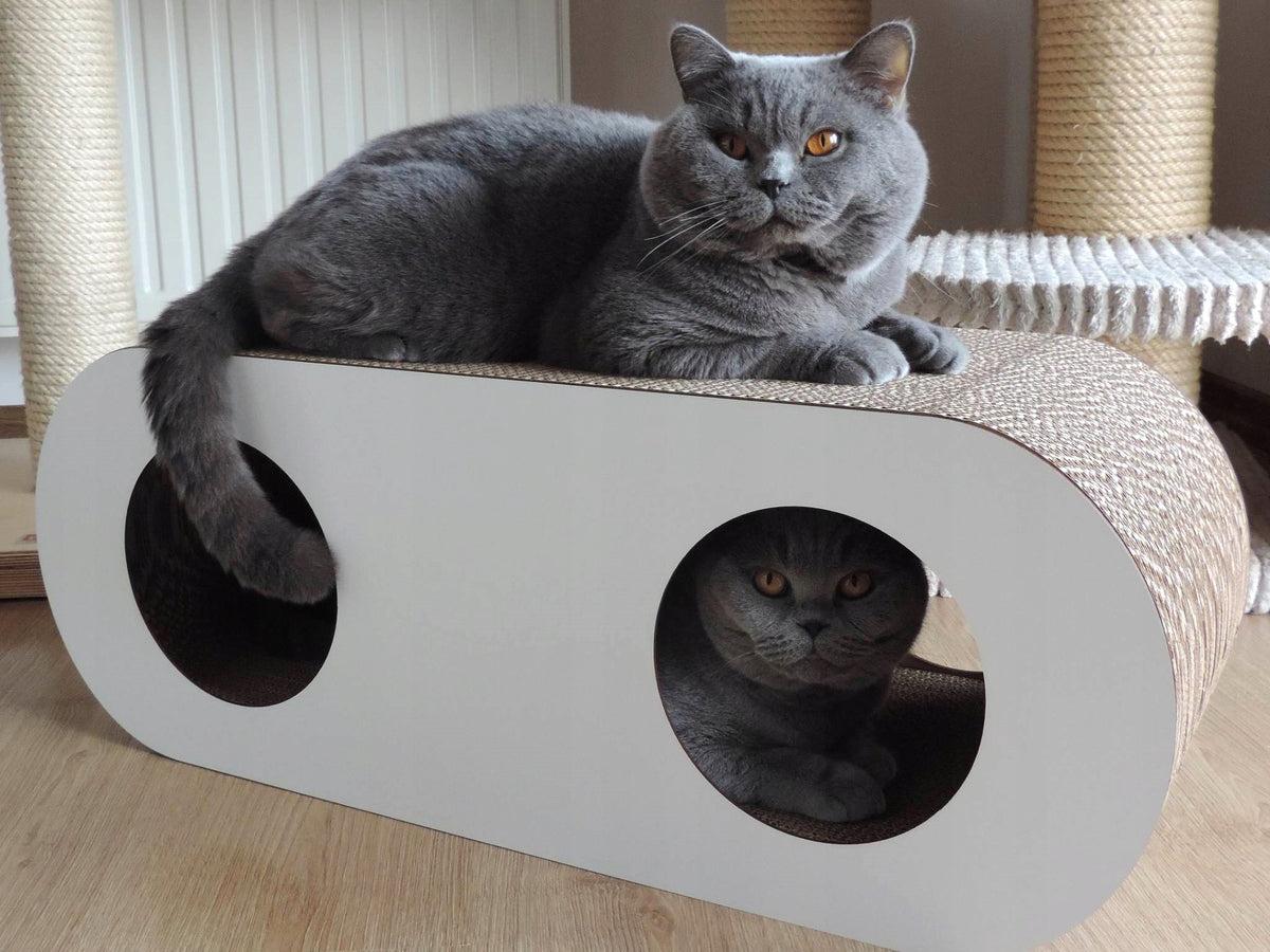 Gattino Molly drapak dla kota z tektury falistej 60 x 27 x 14 cm, fala i legowisko – brązowy