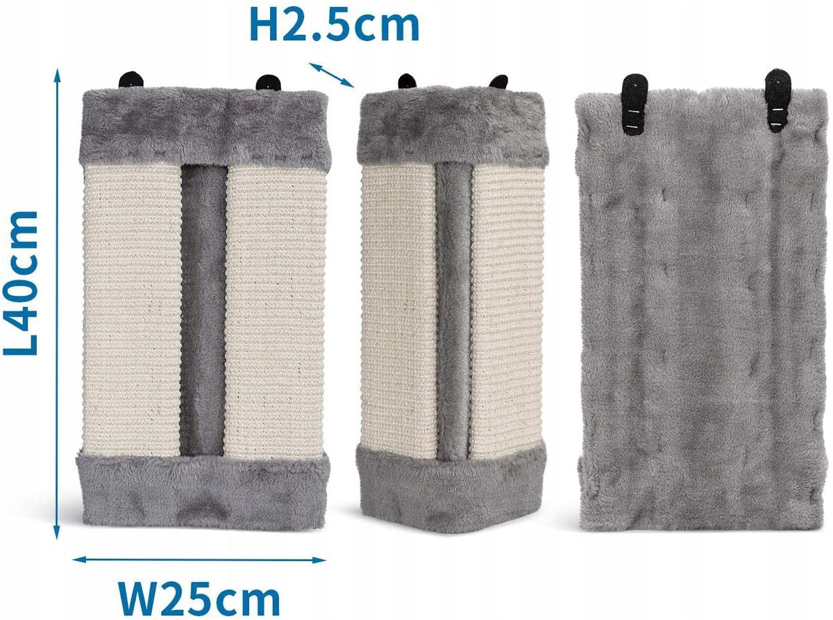 Drapak narożny dla kota z sizalu 40 cm – mata do drapania na ścianę, szary