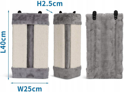 Drapak narożny dla kota z sizalu 40 cm – mata do drapania na ścianę, szary