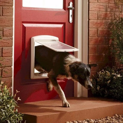 PetSafe Drzwiczki wahadłowe dla psa i kota do 18 kg, do drzwi drewnianych – białe