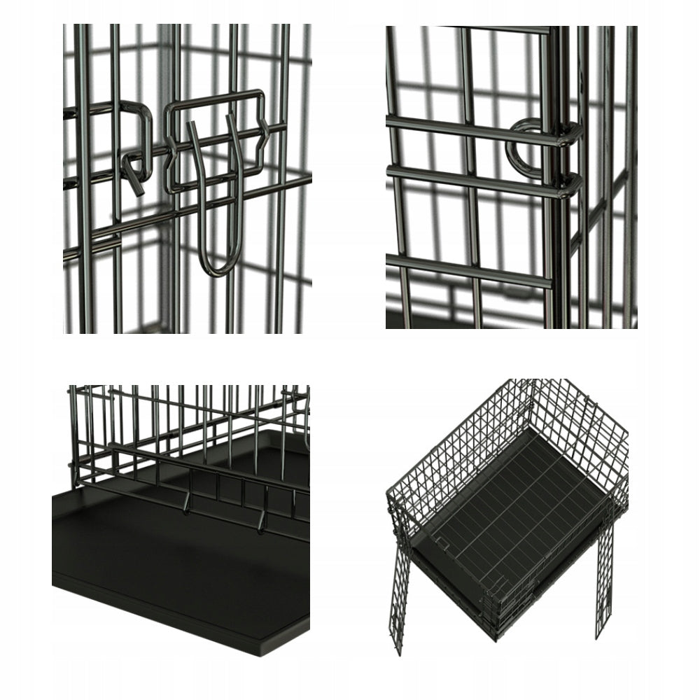 Klatka dla psa metalowa 91x60x66 cm składana, z dwoma wejściami i tacą – rozmiar XXL