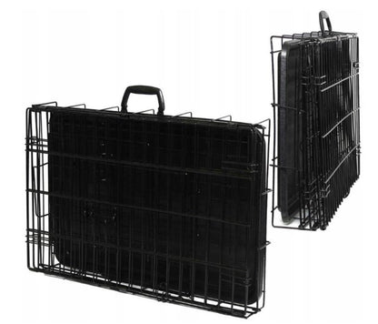 Klatka kennel dla dużego psa 121 x 74 x 82 cm – metalowa, składana, z dwojgiem drzwi