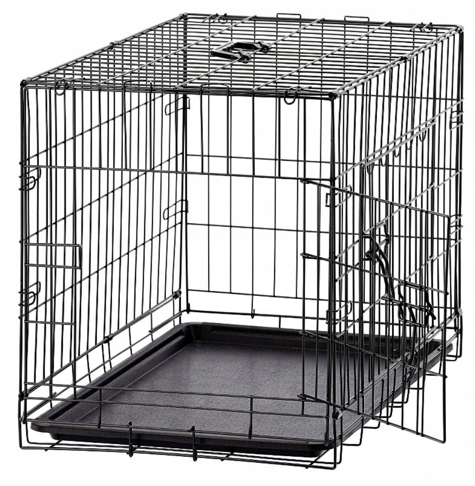 Klatka kennel dla dużego psa 121 x 74 x 82 cm – metalowa, składana, z dwojgiem drzwi