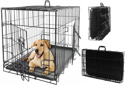 Anytech Klatka dla psa 76x45x52 cm metalowa, składana, z dwojgiem drzwi – rozmiar L