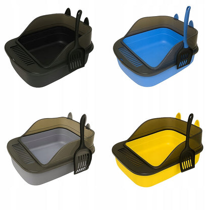 Anytech Duża kuweta dla kota otwarta 49 x 36 x 18 cm z łopatką i ramą – czarna