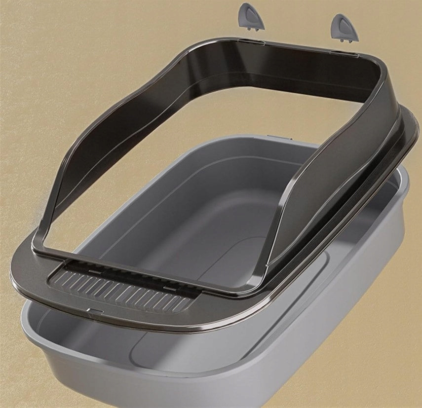 Anytech Duża kuweta dla kota otwarta 49 x 36 x 18 cm z łopatką i ramą – czarna