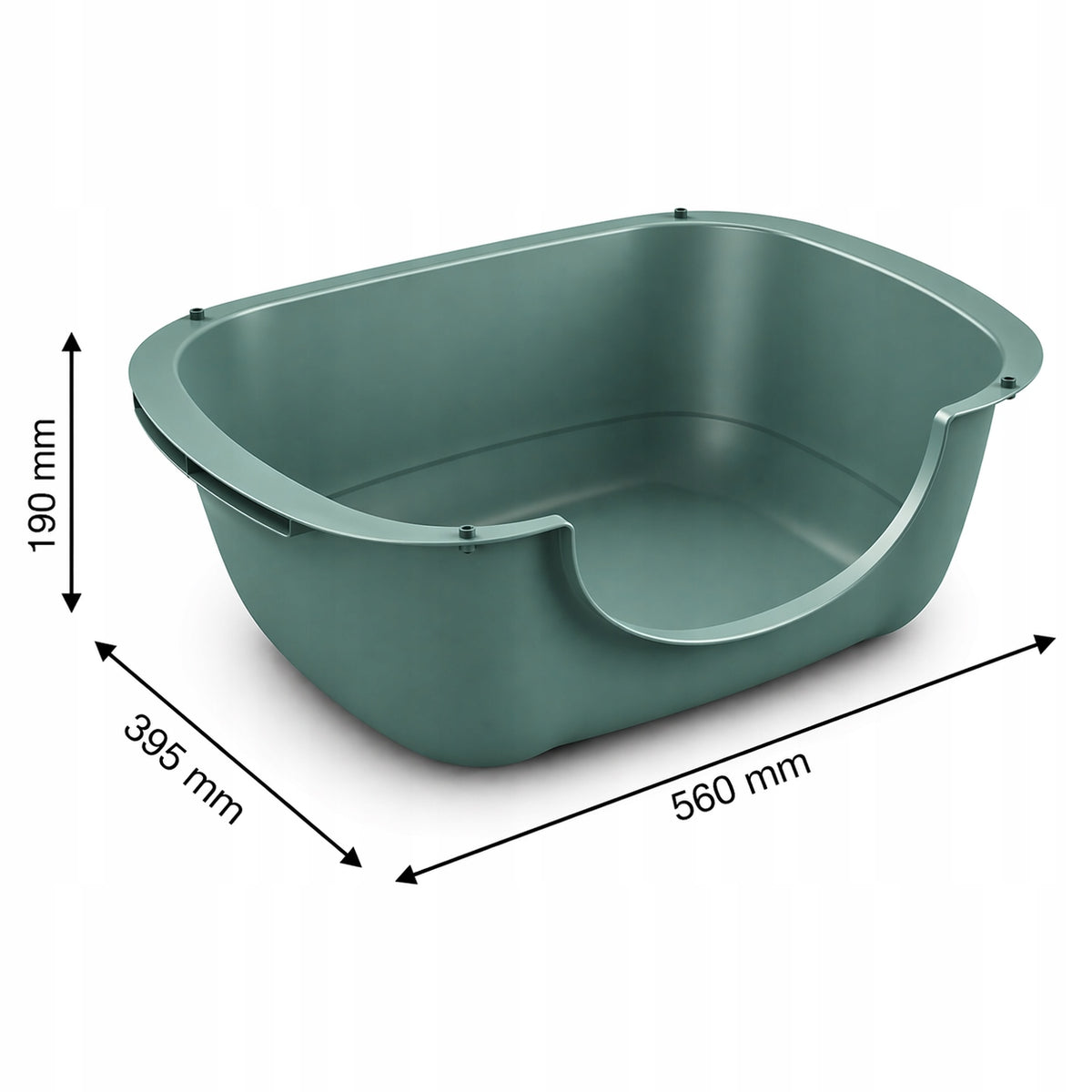 Rotho Kuweta dla kota otwarta 56 x 39 x 19 cm z niskim wejściem, z recyklingu – zielona