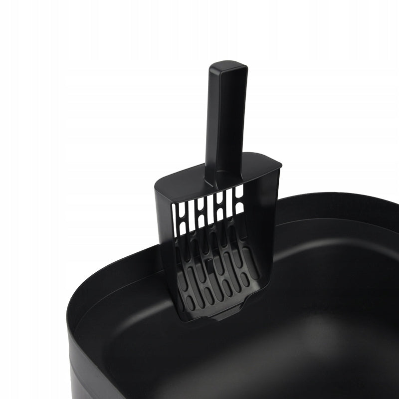 Pet Nova Kuweta dla kota otwarta 48 x 37 x 15 cm z wysokim rantem i łopatką – czarna