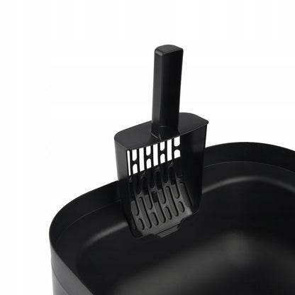 Pet Nova Kuweta dla kota otwarta 48 x 37 x 15 cm z wysokim rantem i łopatką – czarna
