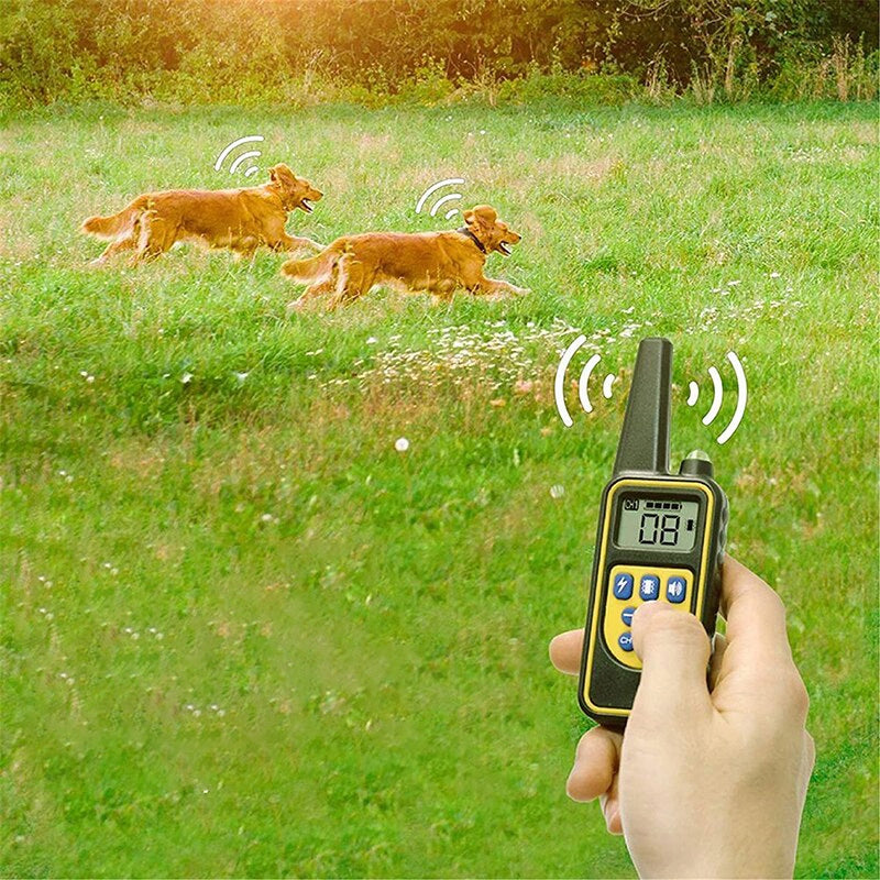 Obroża treningowa dla psa z pilotem 800 m, wibracja, dźwięk, IP67, silikonowa – czarna