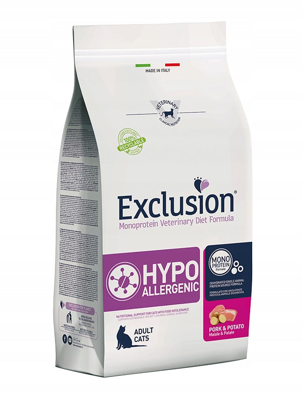 EXCLUSION Hypoallergenic sucha karma dla kota wieprzowina z ziemniakami 1,5 kg – bezzbożowa