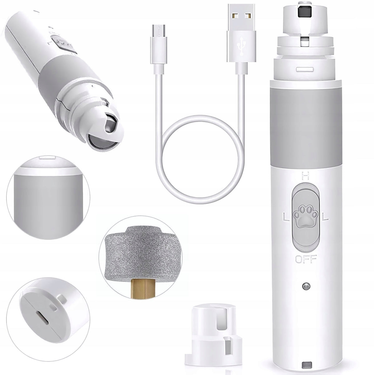 Novaza Tech Szlifierka do pazurów dla psa i kota bezprzewodowa, 2 prędkości, LED, USB