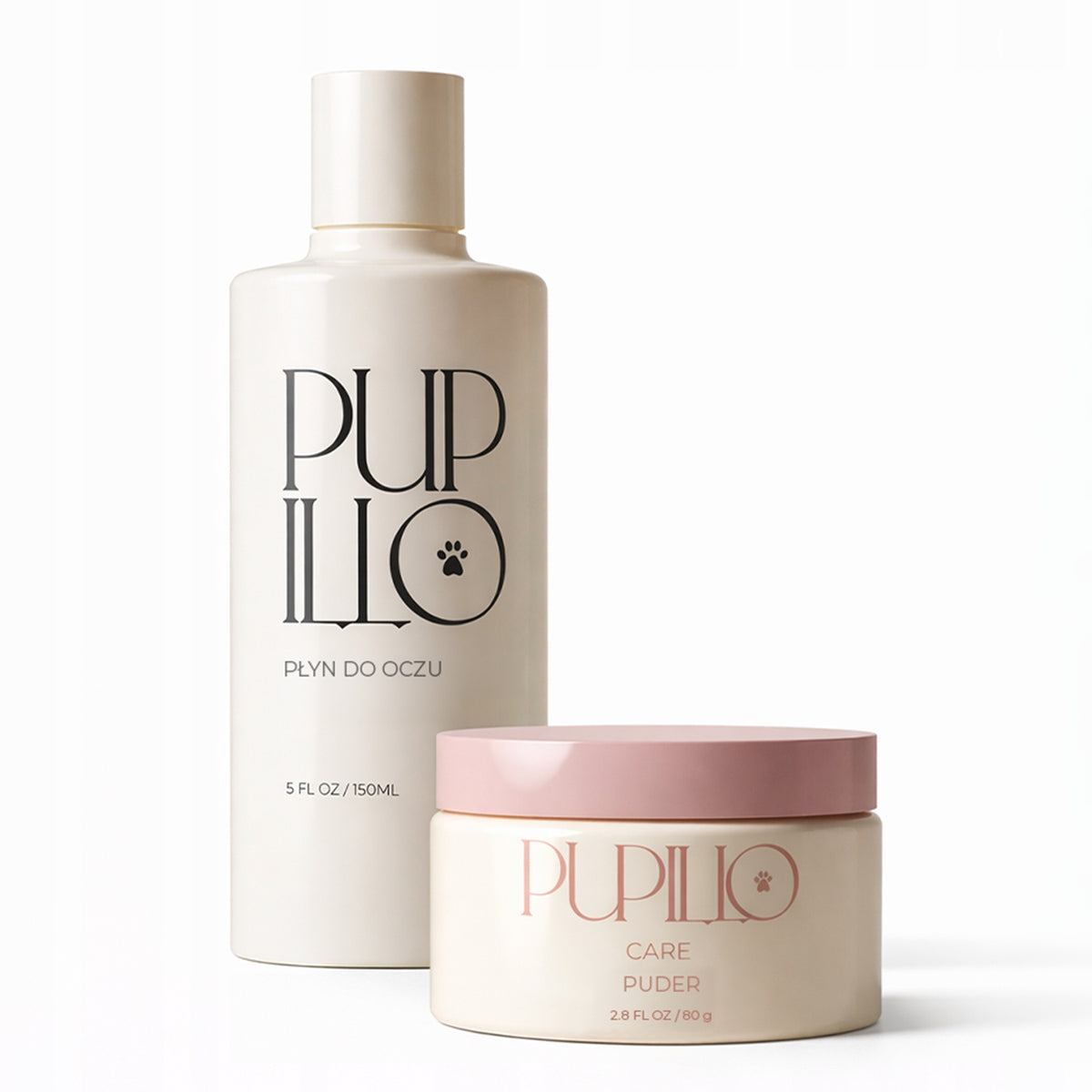 Pupillo Care zestaw na zacieki pod oczami dla psa – płyn 150 ml i puder pod oczy