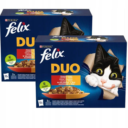 Felix Fantastic Duo mokra karma dla kota w galarecie 2 x 12 x 85 g – wiejskie smaki