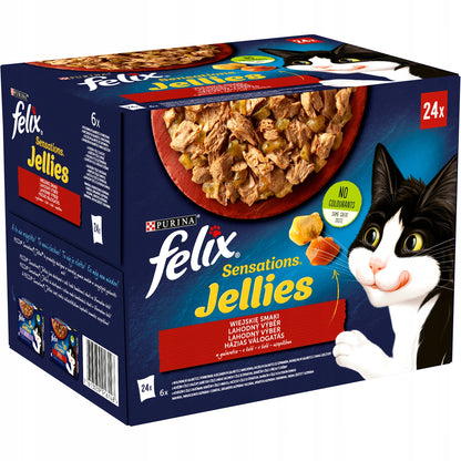 Felix Sensations mokra karma dla kota w galaretce 24 x 85 g, saszetki – mix smaków