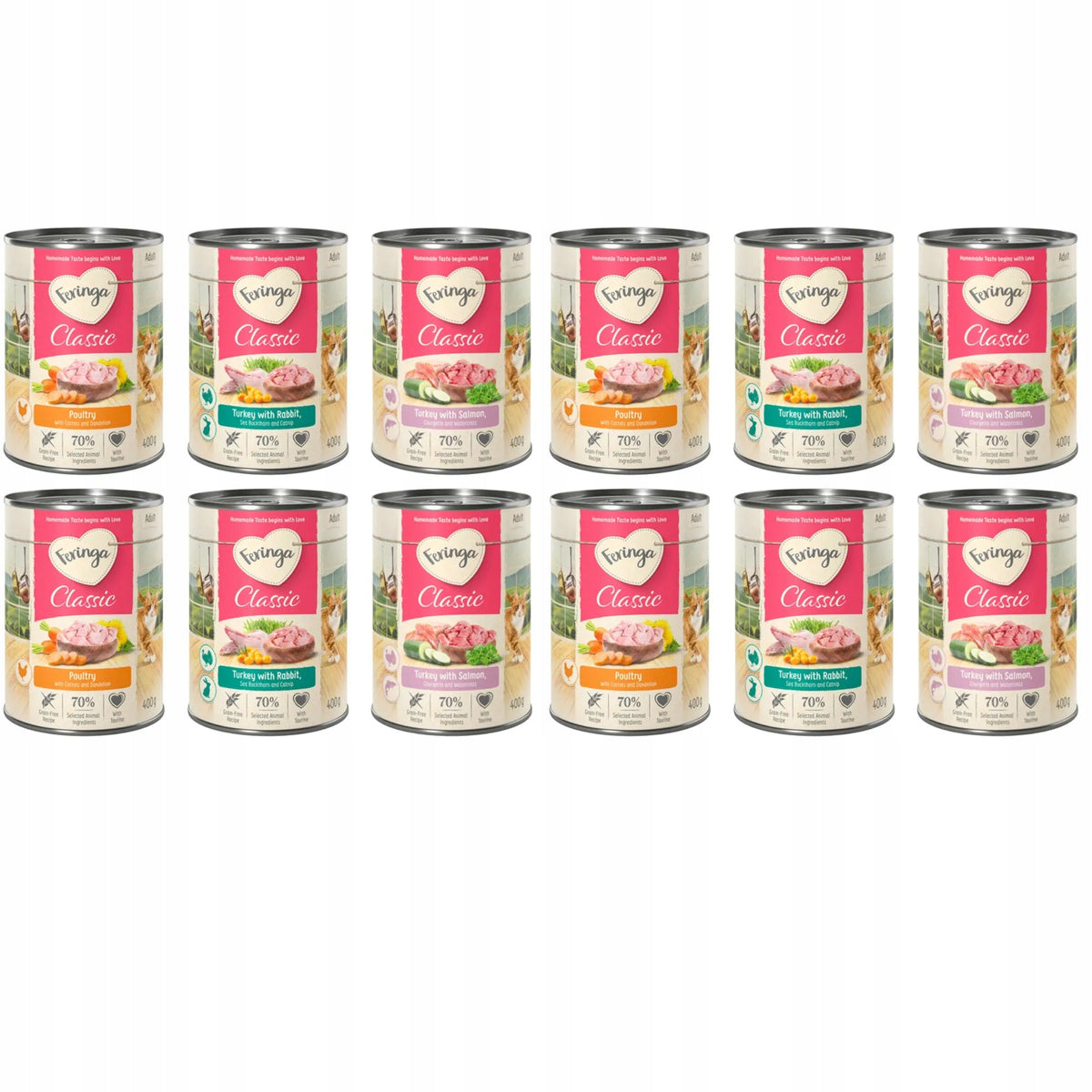 Feringa mokra karma dla kota Classic Meat Menu 12 x 400 g bezzbożowa – mix smaków