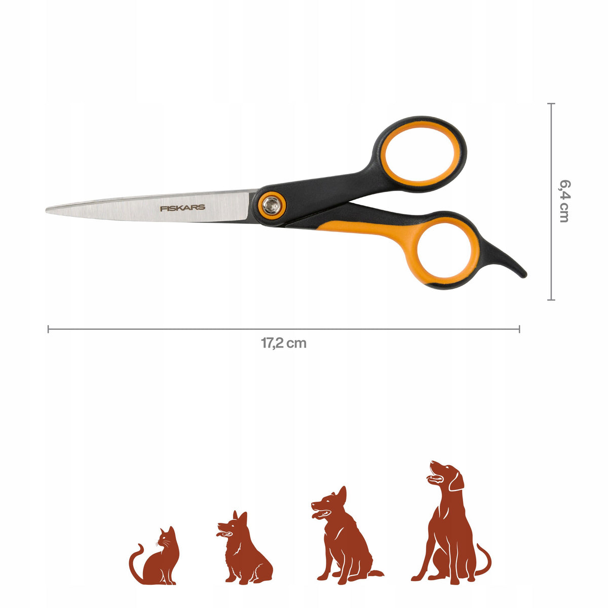 Fiskars Nożyczki do strzyżenia psów i kotów 17 cm, ostrza ze stali nierdzewnej, SoftGrip