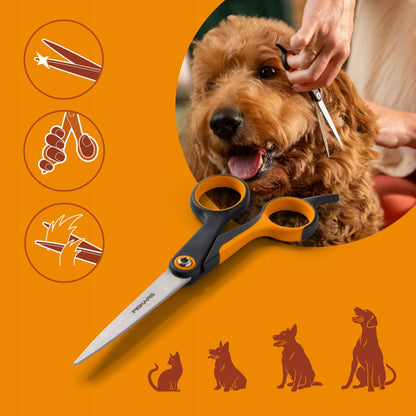 Fiskars Nożyczki do strzyżenia psów i kotów 17 cm, ostrza ze stali nierdzewnej, SoftGrip