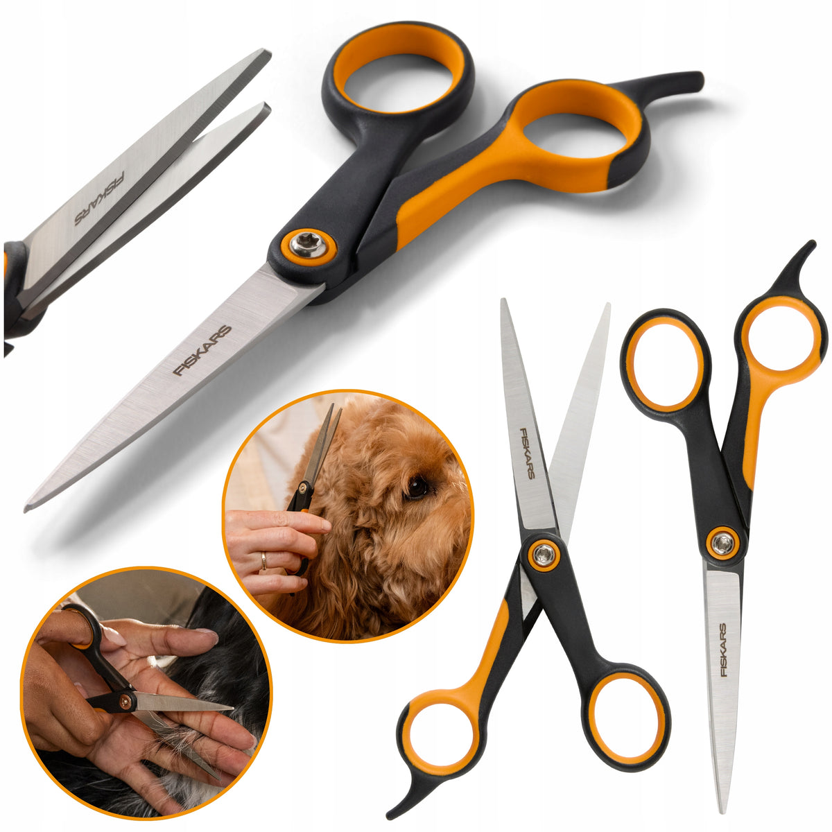 Fiskars Nożyczki do strzyżenia psów i kotów 17 cm, ostrza ze stali nierdzewnej, SoftGrip