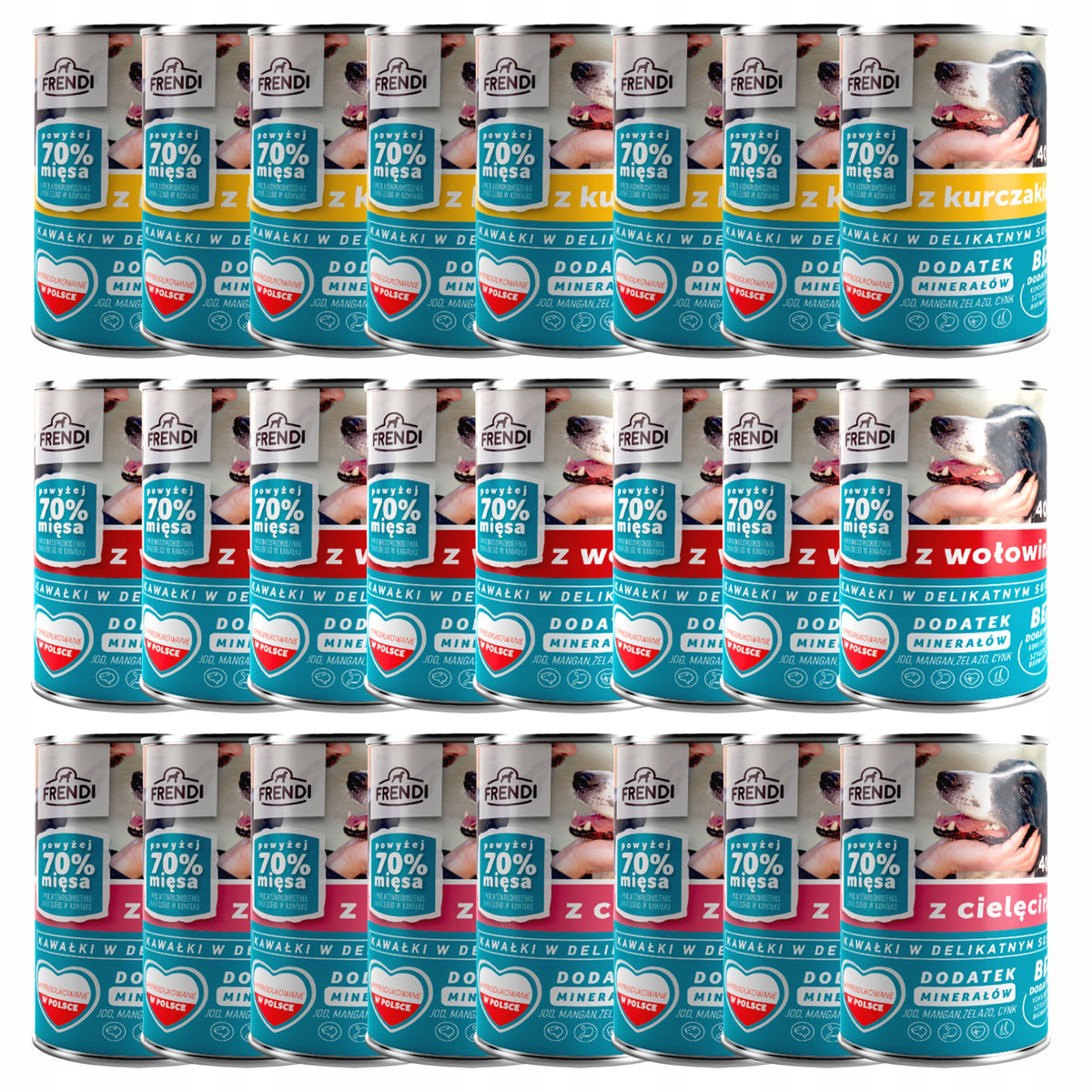 FRENDI Karma mokra dla psa w puszkach 24 x 400 g – kawałki w sosie, mix smaków
