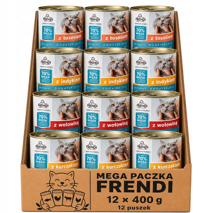 Frendi karma mokra dla kota 12 x 400 g – puszki w sosie dla dorosłych kotów, mix smaków