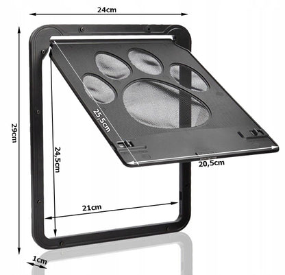 Drzwiczki wahadłowe dla kota i psa 29 x 24 cm z zamkiem, do drzwi i moskitiery – czarne