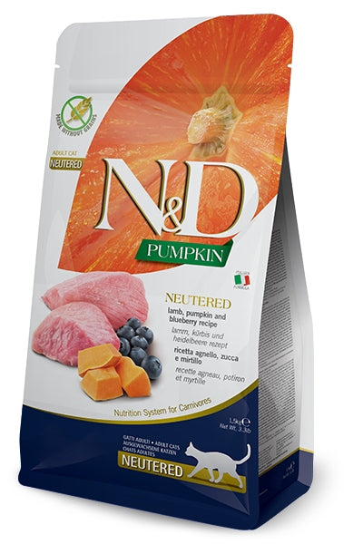 Farmina N&D Pumpkin Neutered sucha karma dla kota kastrowanego 1,5 kg – jagnięcina i dynia