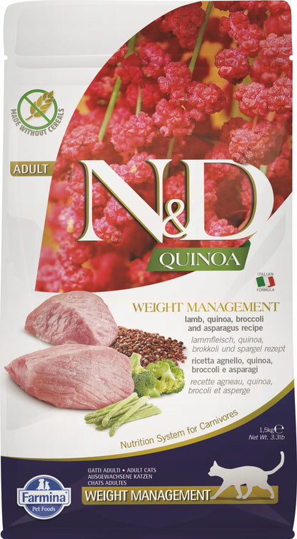 Farmina N&D Quinoa Weight Management sucha karma dla kota z nadwagą 1,5 kg – jagnięcina