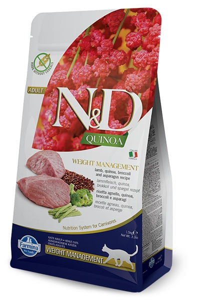 Farmina N&D Quinoa Weight Management sucha karma dla kota z nadwagą 1,5 kg – jagnięcina