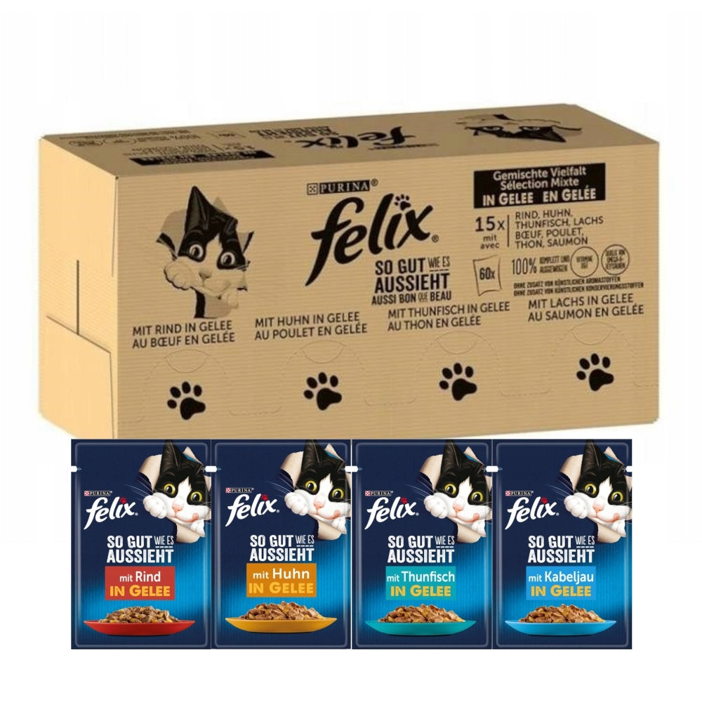 Felix Fantastic mokra karma dla kota w galaretce 120 x 85 g – mix smaków, 10,2 kg
