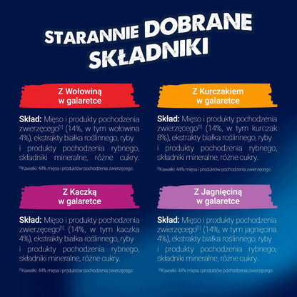 Felix Fantastic mokra karma dla kota w galaretce 44 x 85 g – mix mięsnych smaków