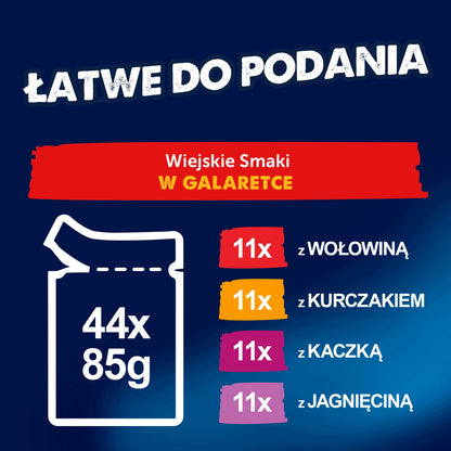 Felix Fantastic mokra karma dla kota w galaretce 44 x 85 g – mix mięsnych smaków