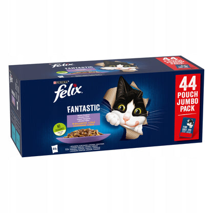 Felix Fantastic mokra karma dla kota w galaretce 44x85 g – mix smaków, saszetki