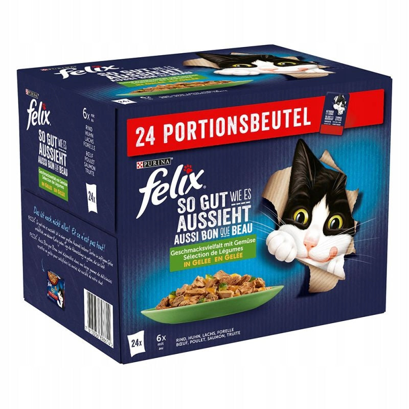 Felix Fantastic mokra karma dla kotów w galaretce 24 x 85 g – bezzbożowa, mix smaków