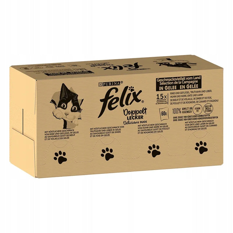 Felix Fantastic mokra karma dla kota w galaretce 120 x 85 g – mix 4 smaków, saszetki