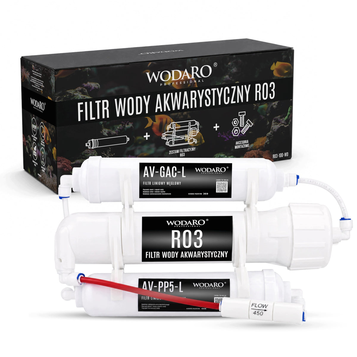 wodaRO Filtr odwróconej osmozy do akwarium RO3 75 GPD – 3-stopniowy, do 280 l/dobę