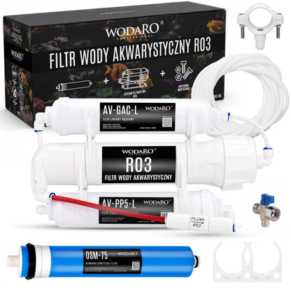 wodaRO Filtr odwróconej osmozy do akwarium RO3 75 GPD – 3-stopniowy, do 280 l/dobę