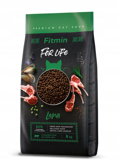 Fitmin For Life sucha karma dla kota 8 kg bezzbożowa dla dorosłych kotów – jagnięcina