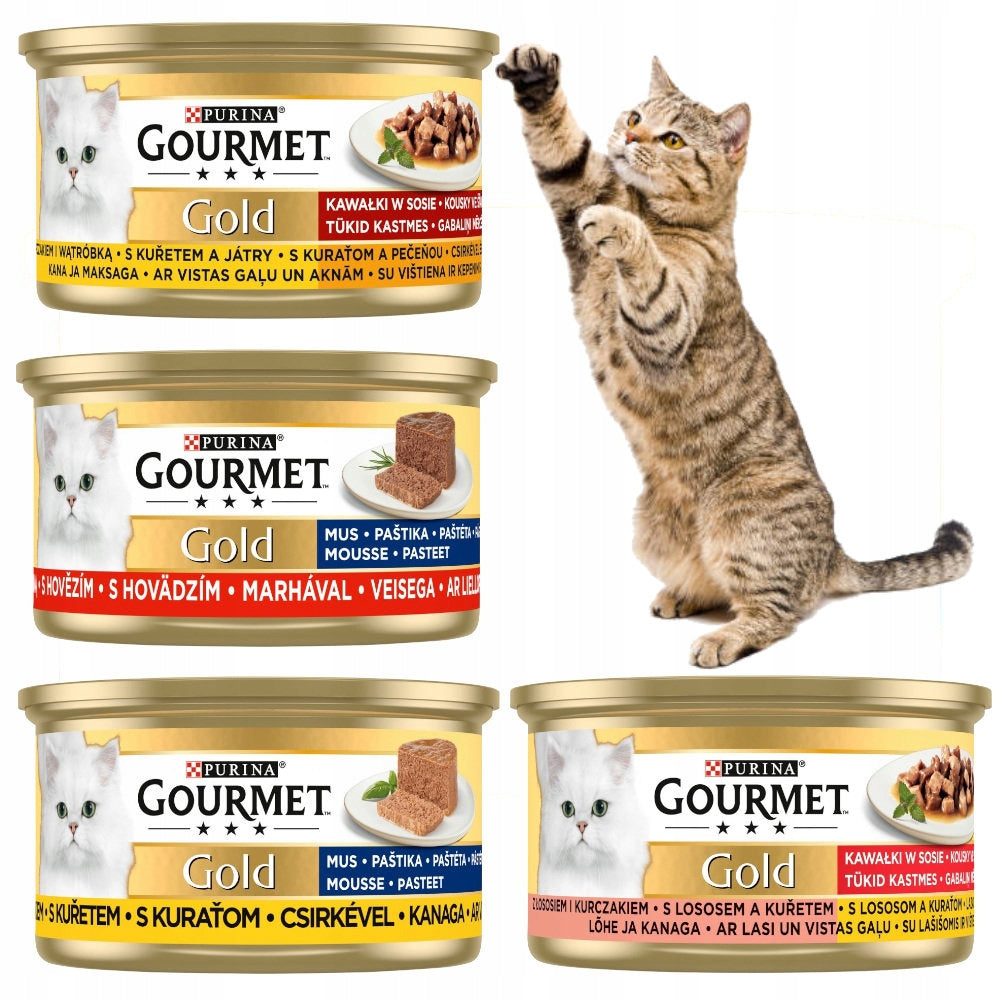 Gourmet Gold mokra karma dla kota 24 x 85 g – mus i kawałki w sosie, mix smaków