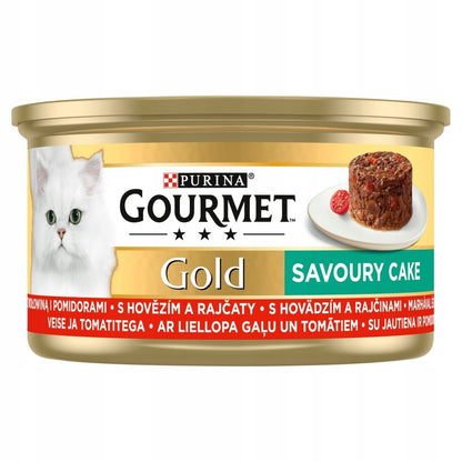 Gourmet Gold Savoury Cake mokra karma dla kota 24x85 g – wołowina z pomidorami