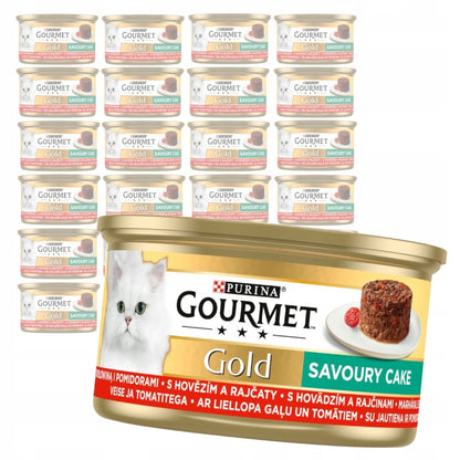 Gourmet Gold Savoury Cake mokra karma dla kota 24x85 g – wołowina z pomidorami