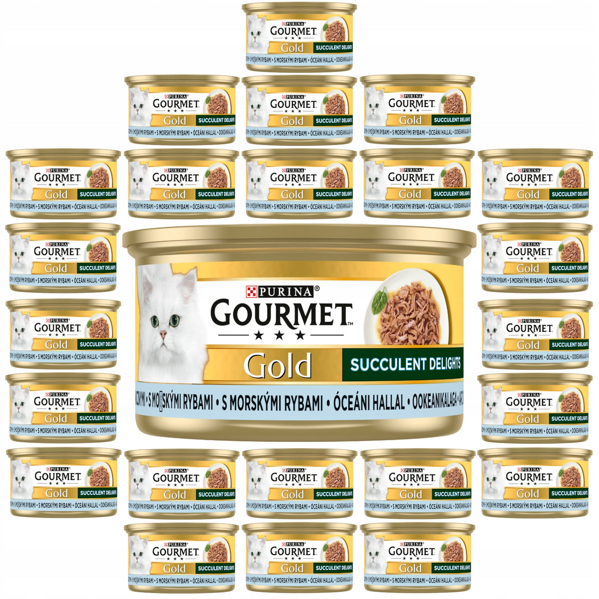 Gourmet Gold Succulent Delights karma mokra dla kota z rybą oceaniczną – puszki 12 x 85 g