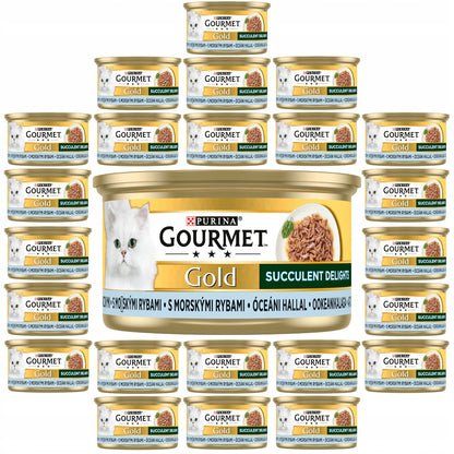 Gourmet Gold Succulent Delights karma mokra dla kota z rybą oceaniczną – puszki 12 x 85 g