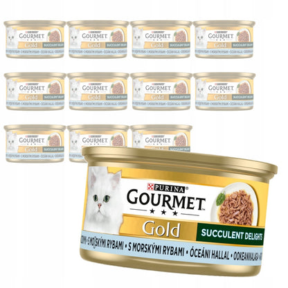 Gourmet Gold Succulent Delights karma mokra dla kota z rybą oceaniczną – puszki 12 x 85 g
