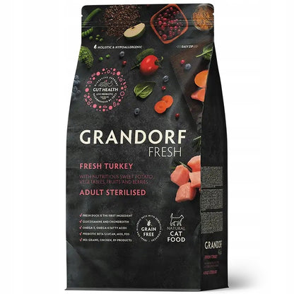 Grandorf Fresh sucha karma dla kota sterylizowanego 400 g – bezzbożowa, indyk z batatami