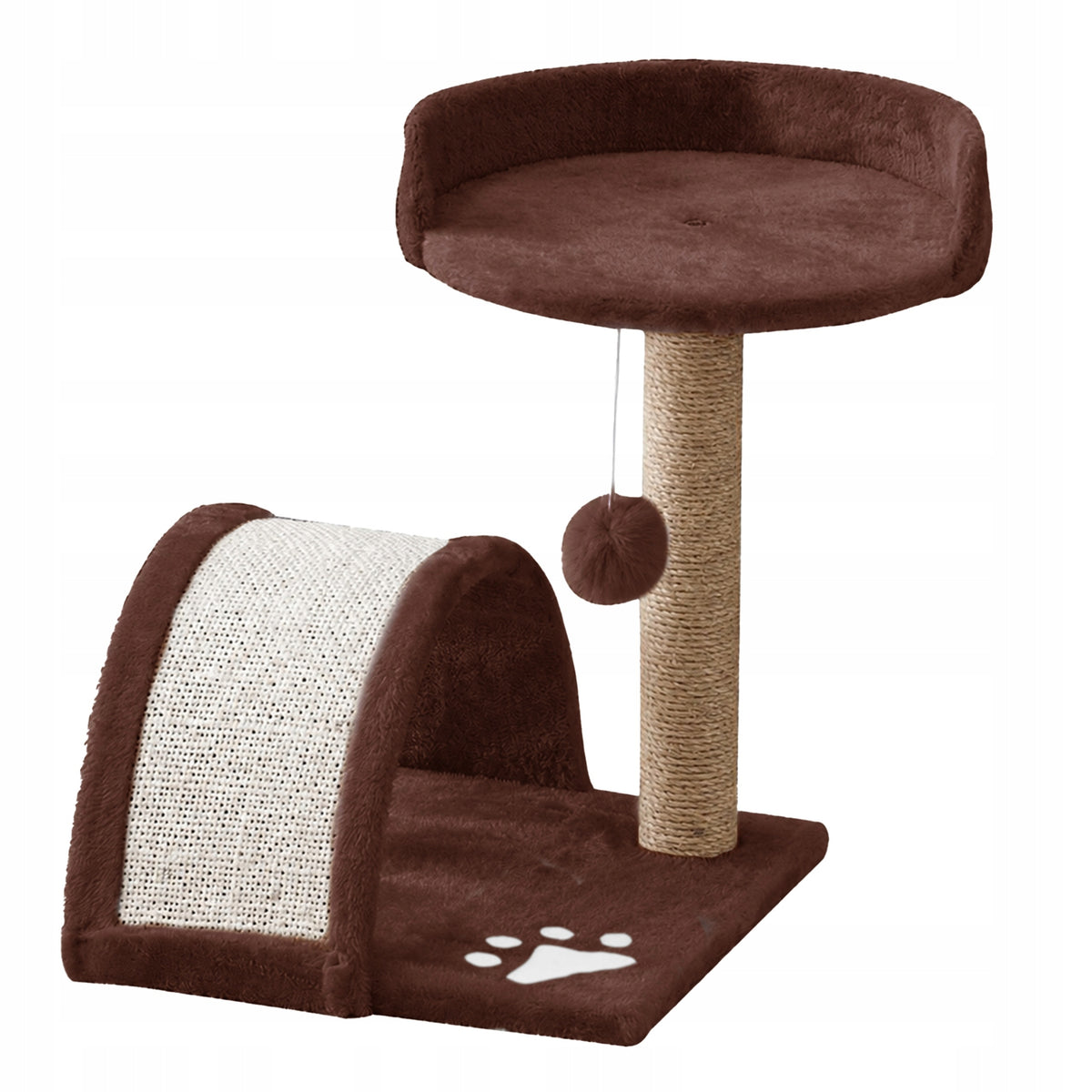Gaczoo Drapak dla kota z platformą i zabawkami 35 x 35 x 42 cm, sizal – brązowy