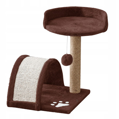 Gaczoo Drapak dla kota z platformą i zabawkami 35 x 35 x 42 cm, sizal – brązowy