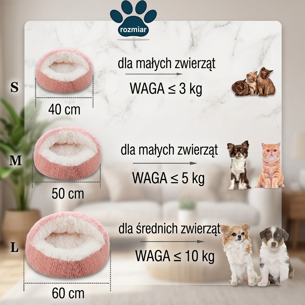 Legowisko Z Pluszu 2w1 Dla Psa I Kota Miękkie I Ciepłe Przytulne Różne Rozmiary