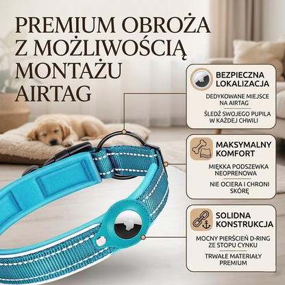 Obroża z uchwytem na Airtag nylonowa wodoodporna odblaskowa dla psa i kota